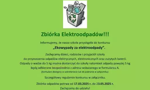 Zdjęcie do Konkurs ekologiczny&quot;Ekowypady za elektroodpady&quot;