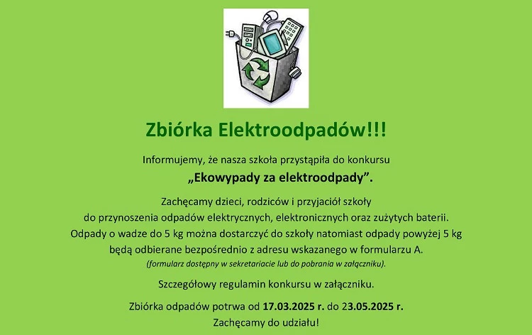 Zdjęcie do Konkurs ekologiczny"Ekowypady za elektroodpady"