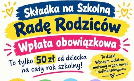 plakat informujący o składce Rady Rodziców
